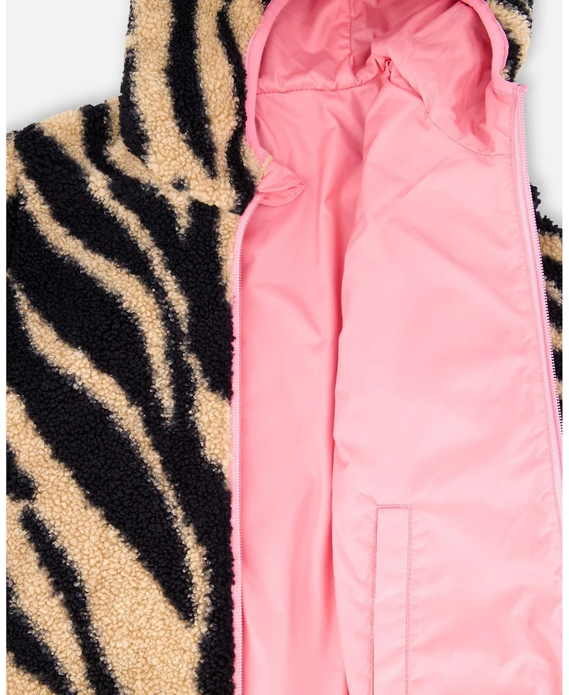 Deux par Toddler Girls Reversible Mid-Season Sherpa Jacket Zebra - Toddler|Child