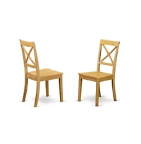East West Furniture 3-Pc Modern Dining Room Table Set - 2 Wood Dining Chairs and 1 Dining Room Table (Oak Finish)