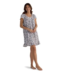 Miss Elaine Women's Short Sleeve Floral Printed Night Dress