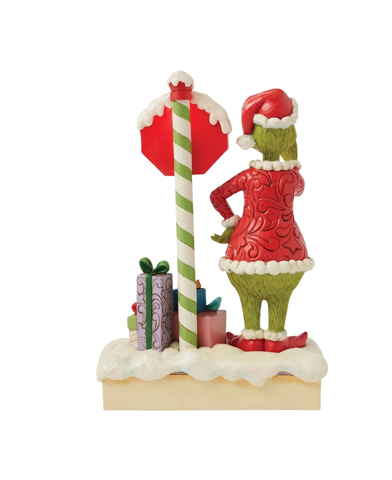 Jim Shore Grinch by Stop Sign Led Figurine