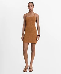 Mango Women's Cross-Back Detail Lurex Knit Dress