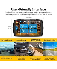 Z-edge T4 4K Dash Cam, 2K Front + 1080P Rear, 4 inch Touchscreen, Wdr Night Vision, G Sensor, Loop Recording, 24 Hour Parking Mode, Built in Wi Fi, Su