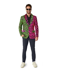Suitmeister Men's Party Blazer - Neon Animal Print Slim Fit Green