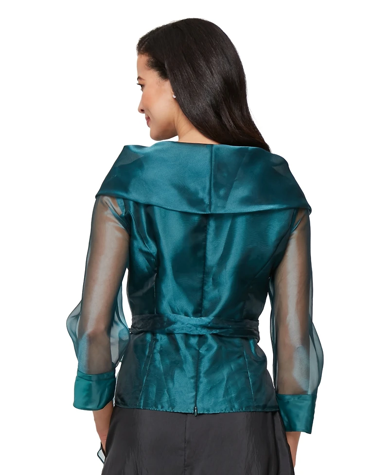 Alex Evenings Women's Organza 3/4-Sleeve Blouse