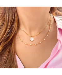 The Lovery Mother of Pearl Diamond Clover Charm 14K Gold