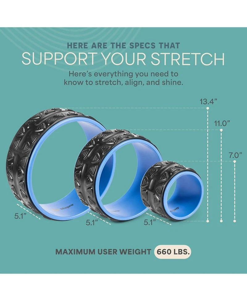LifePro Yoga Wheel Set for Back, Shoulder, and Neck Pain Relief – Back Roller Wheel for Stretching and Alignment