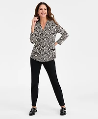 Jm Collection Women's Floral-Print Pleated Top, Macy's Exclusive