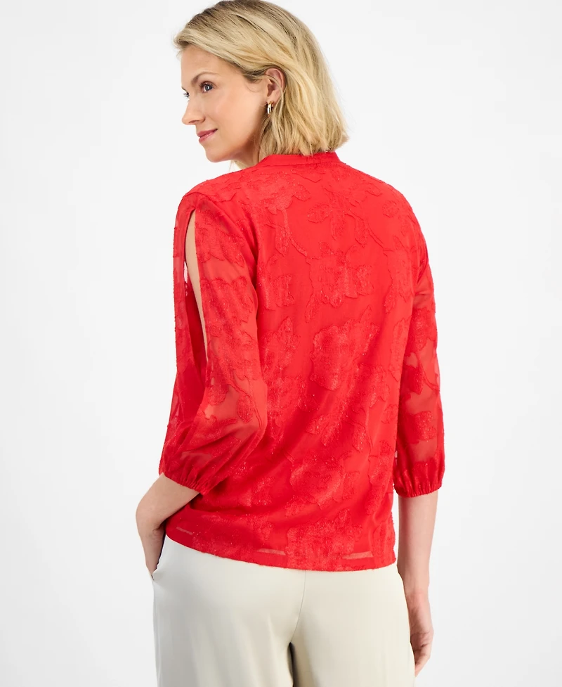 Jm Collection Women's Jacquard Split-Sleeve Blouse, Macy's Exclusive
