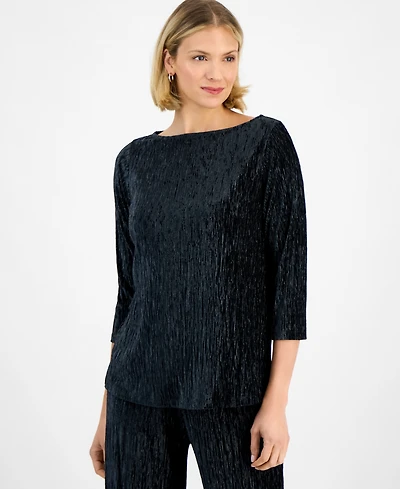 Jm Collection Women's Pleated Velvet Top, Macy's Exclusive