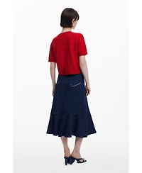 Desigual Women's Denim midi skirt with ruffle
