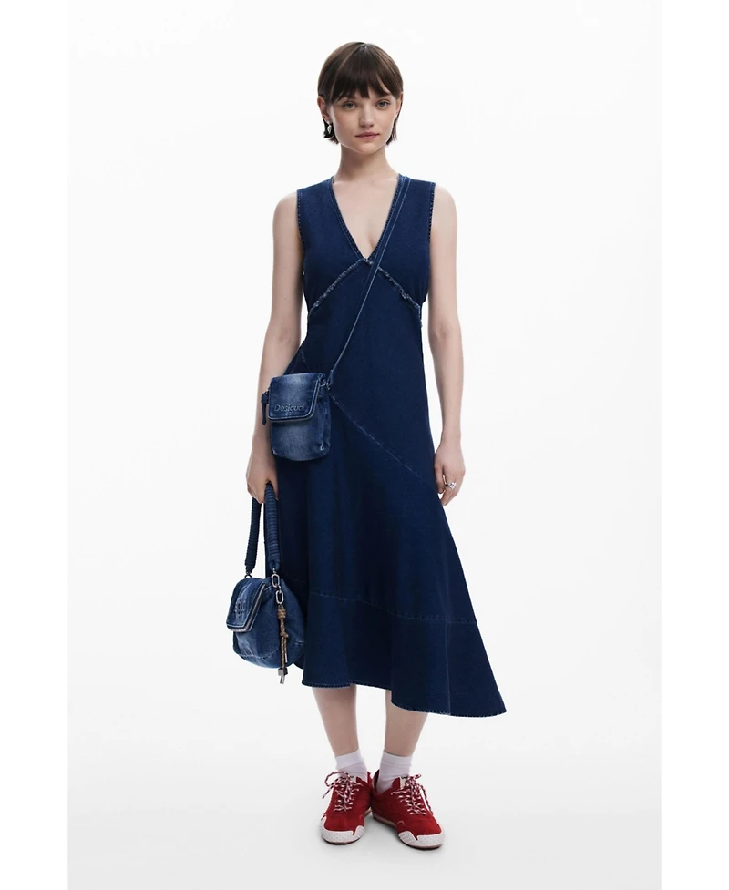 Desigual Women's Asymmetric denim midi dress
