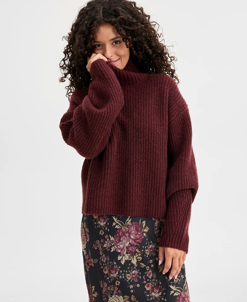 Lucky Brand Women's Ribbed Mock-Neck Sweater
