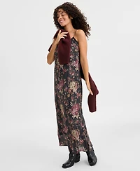 Lucky Brand Women's Lace-Up Slip Midi Dress