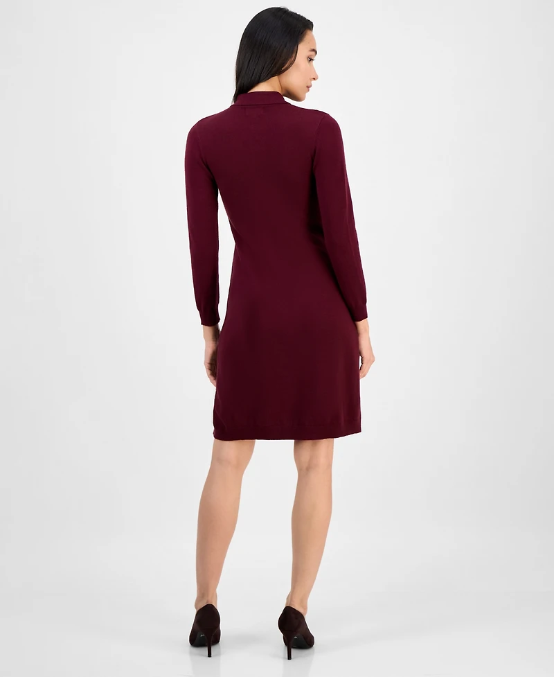 Robbie Bee Petite Cable-Knit Half-Zip Sweater Dress