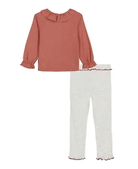 Calvin Klein Baby Girls 2-Piece Logo Print Peasant Top and Double-Brushed Ribbed Leggings Set