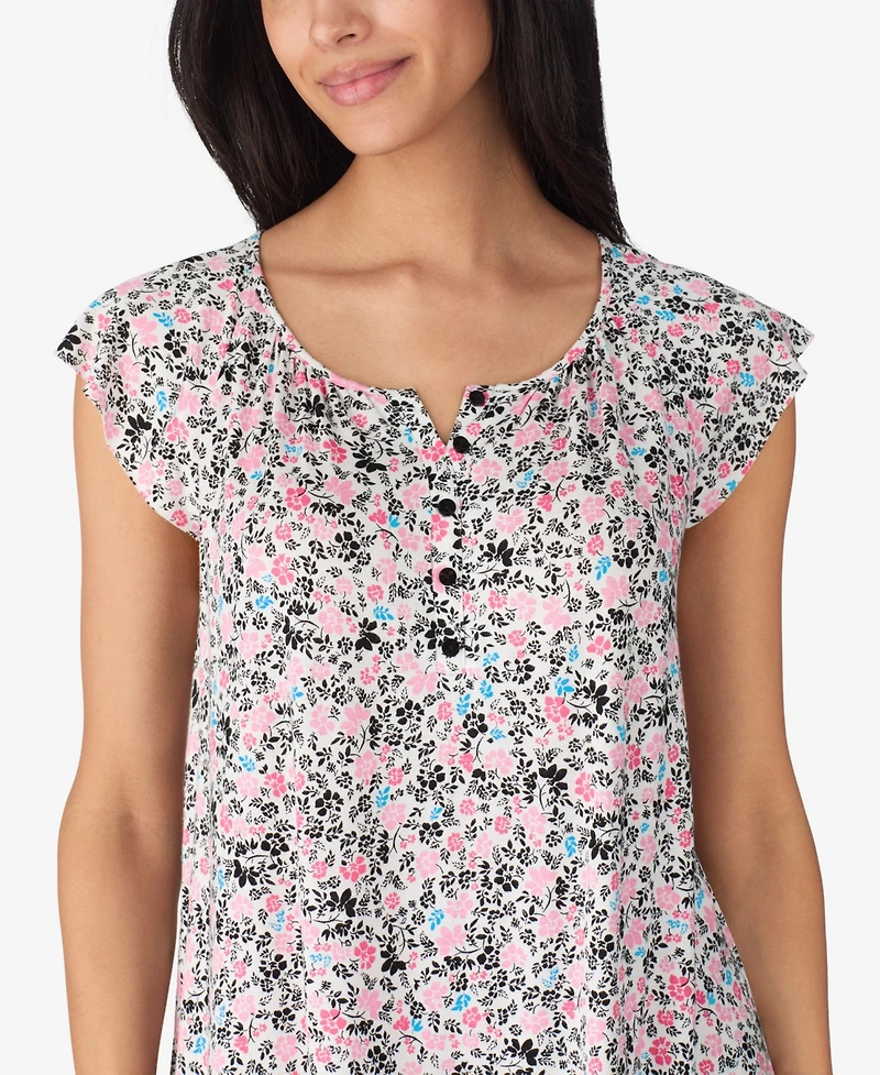 Ellen Tracy Women's Short Sleeve Cropped Pajama Set