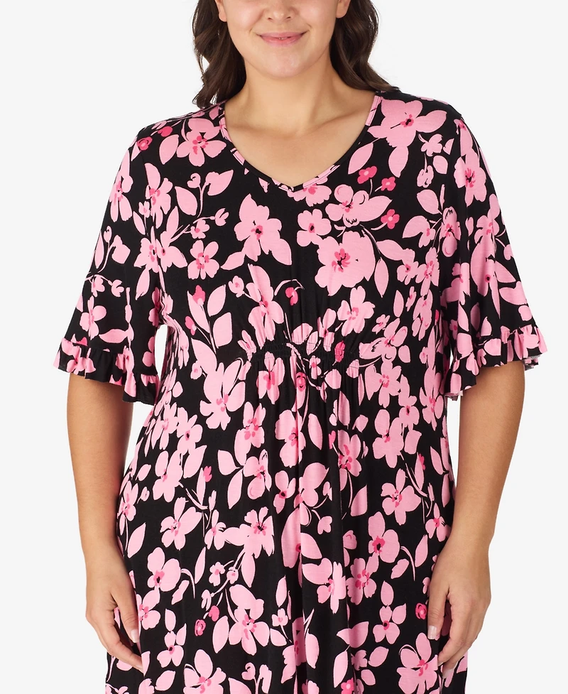 Ellen Tracy Plus V-Neck Short Flutter Sleeve Tunic