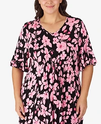 Ellen Tracy Plus V-Neck Short Flutter Sleeve Tunic