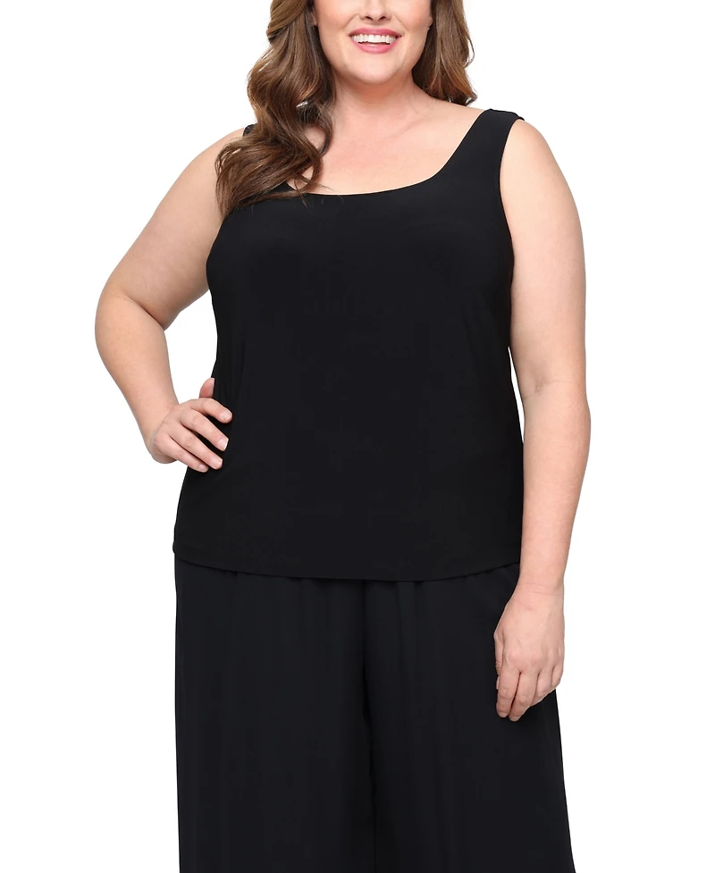 Alex Evenings Plus 3/4-Sleeve Textured Jacquard Top and Jacket Twinset