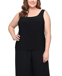 Alex Evenings Plus 3/4-Sleeve Textured Jacquard Top and Jacket Twinset
