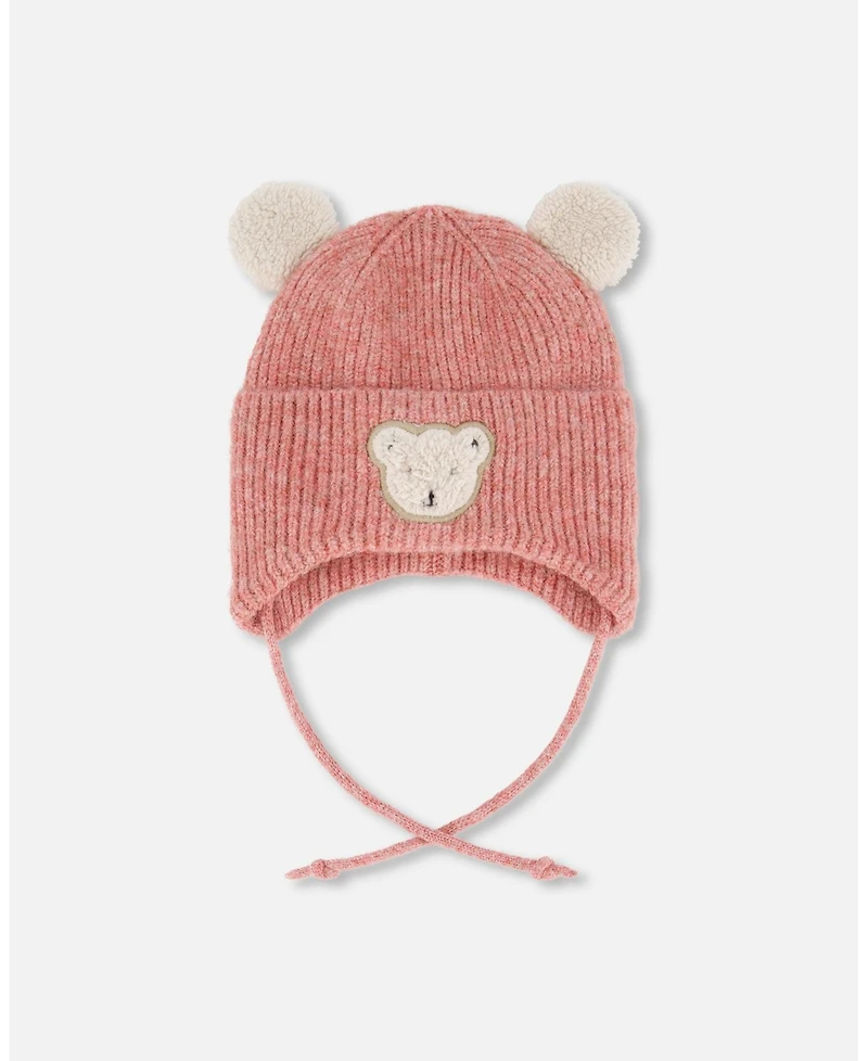 Deux par Baby Girl Lined Winter Knit Hat with Ear Flaps Dusty Pink - Baby|Toddler