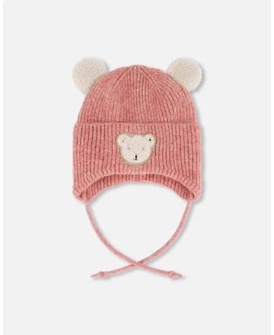 Deux par Baby Girl Lined Winter Knit Hat with Ear Flaps Dusty Pink - Baby|Toddler