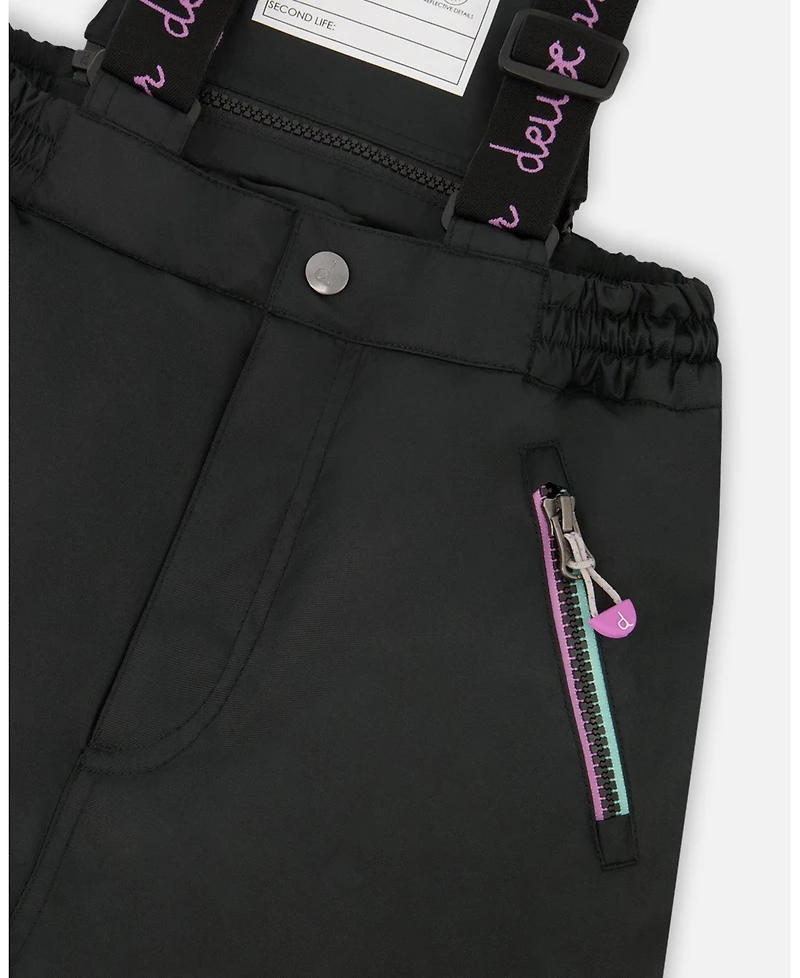 Deux par Girl Two-Piece Play Snowsuit Black with Multicolor Print Jacket