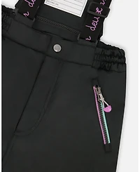 Deux par Girl Two-Piece Play Snowsuit Black with Multicolor Print Jacket