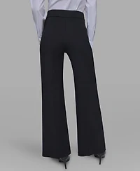 Karl Lagerfeld Paris Women's Side-Button Wide-Leg Ponte Pants