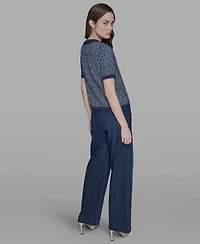 Karl Lagerfeld Paris Women's Textured-Knit Short-Sleeve Sweater