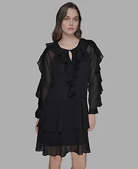 Karl Lagerfeld Paris Women's Layered Ruffle Dress