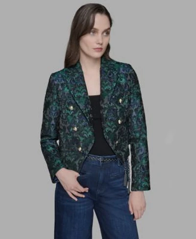 Karl Lagerfeld Paris Womens Printed Cropped Peak Lapel Jacket 2p 16