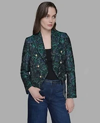 Karl Lagerfeld Paris Womens Printed Cropped Peak Lapel Jacket 2p 16