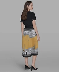 Karl Lagerfeld Paris Women's Pleated Scene Midi Skirt
