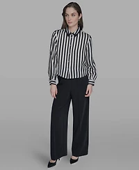 Karl Lagerfeld Paris Women's Button-Front Striped Shirt