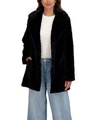Sebby Collection Women's Crushed Faux Fur Button Front Coat