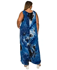 L I V D Women's Plus Pax Tie Dye Pocket Jumpsuit