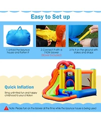 Akiudex Inflatable Water Slide Bounce House with Pool and Basketball Rim