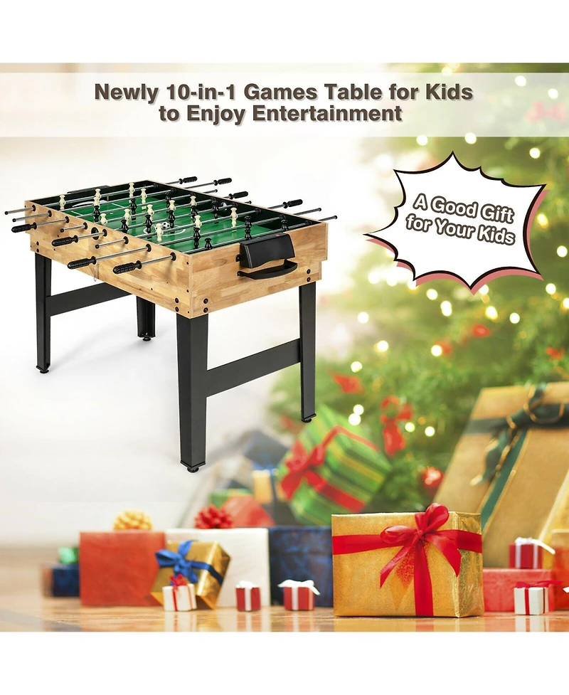 Akiudex 10 in 1 Stackable Multi Game Table with Foosball Billiards Ping Pong Chess and More
