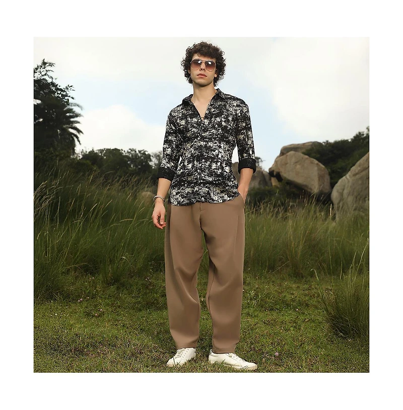 Campus Sutra Textured Foil Shirt