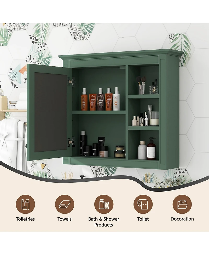 Casainc 30" x 28" Bathroom Medicine Cabinet with Mirror and 3 Open Shelves, Wall-Mounted (No Vanity)
