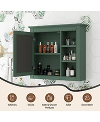 Casainc 30" x 28" Bathroom Medicine Cabinet with Mirror and 3 Open Shelves, Wall-Mounted (No Vanity)