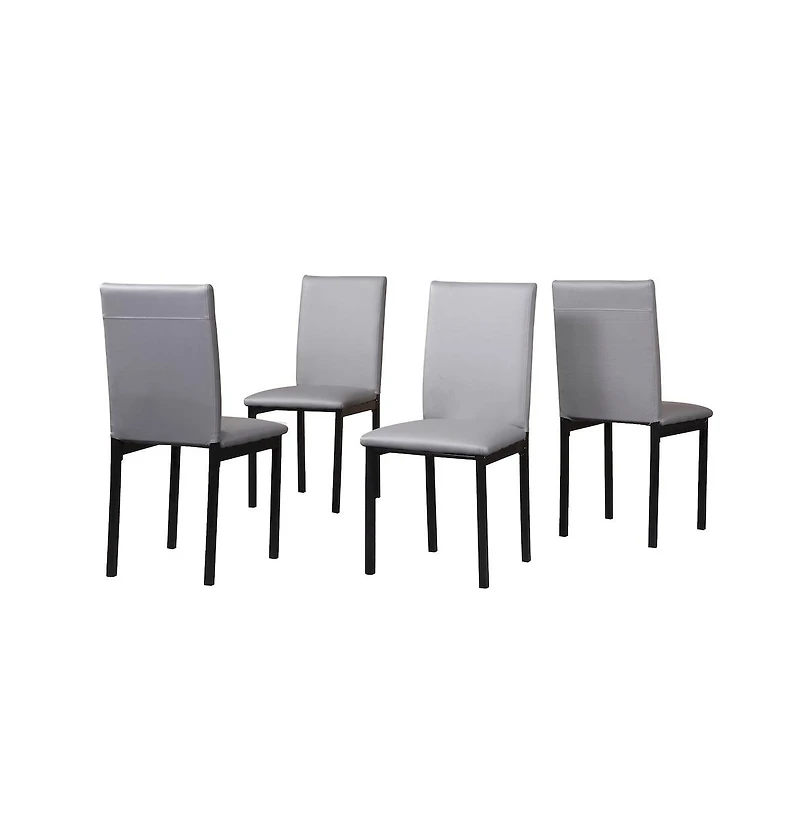 Roundhill Furniture Citico 5-Pc Dinette Set with Faux Marble Top, White Table with Gray Chairs