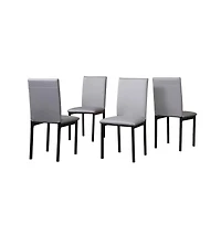 Roundhill Furniture Citico 5-Pc Dinette Set with Faux Marble Top, White Table with Gray Chairs