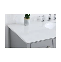 Vanirror 48" Grey Bathroom Vanity with Carrara Marble Top & Backsplash, Soft-Close Doors & Dovetail Drawers, Brushed Nickel