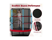 Akiudex 55 Inch Kids Trampoline with Enclosure Net and Foam Padded Poles