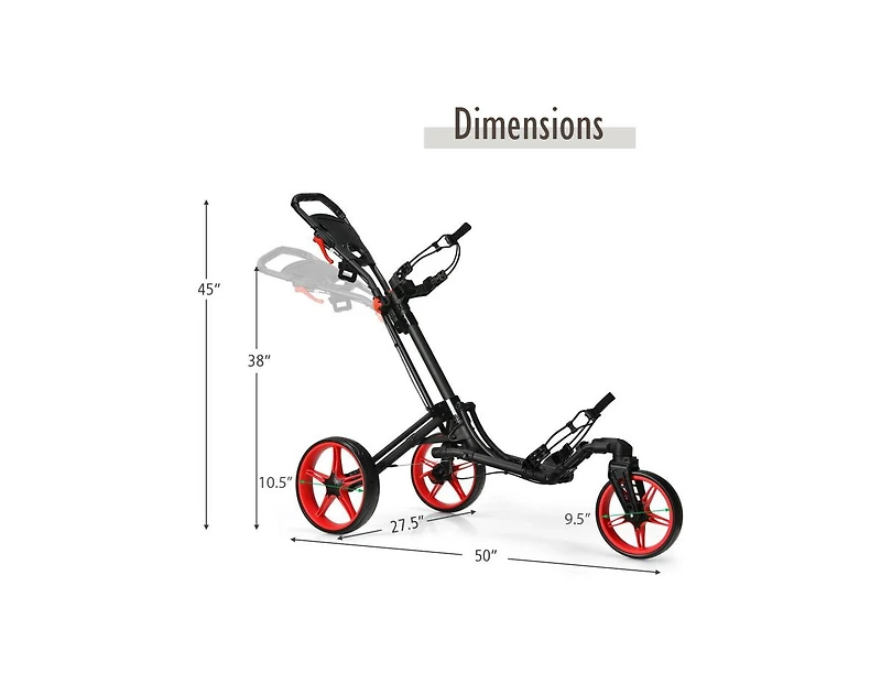 Akiudex Foldable Golf Push Cart with Adjustable Handle and Swivel Wheels