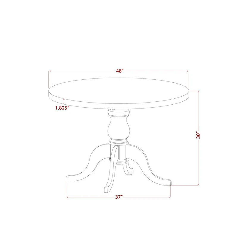 Luxe by East West Furniture 5-Pc Kitchen Table Set A Pedestal Dining Table, 4 Grey Fabric Dining Chairs
