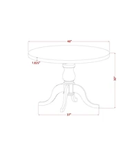 Luxe by East West Furniture 5-Pc Kitchen Table Set A Pedestal Dining Table, 4 Grey Fabric Dining Chairs