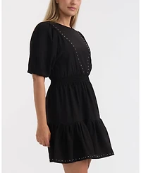 Ellen Tracy Women's Studded Crinkle Dress